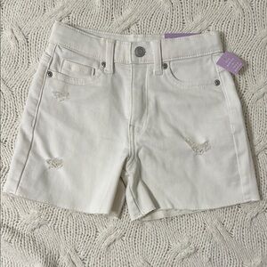 White Distressed Denim Shorts